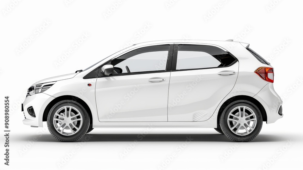 Passenger car isolated on a white background, with clipping path. Full Depth of field. Focus stacking, side view. Passenger car isolated on a white background, with clipping path. Full Depth of field. Focus stacking, side view.