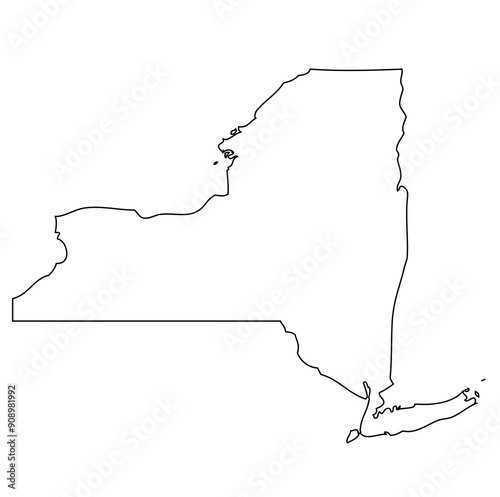 Outline of the map of the U.S. state of New York