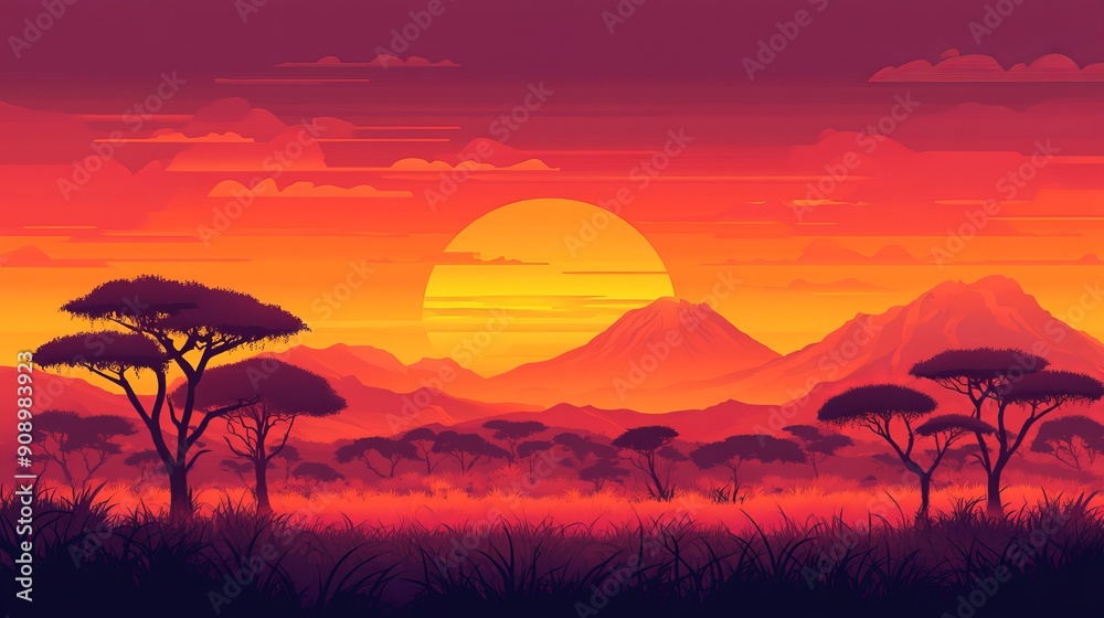 Sunset Over African Savannah 2 Sunset Over African Savannah 2