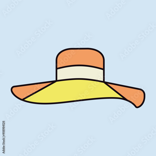 Woman summer hat vector icon. Girl beach sunhat