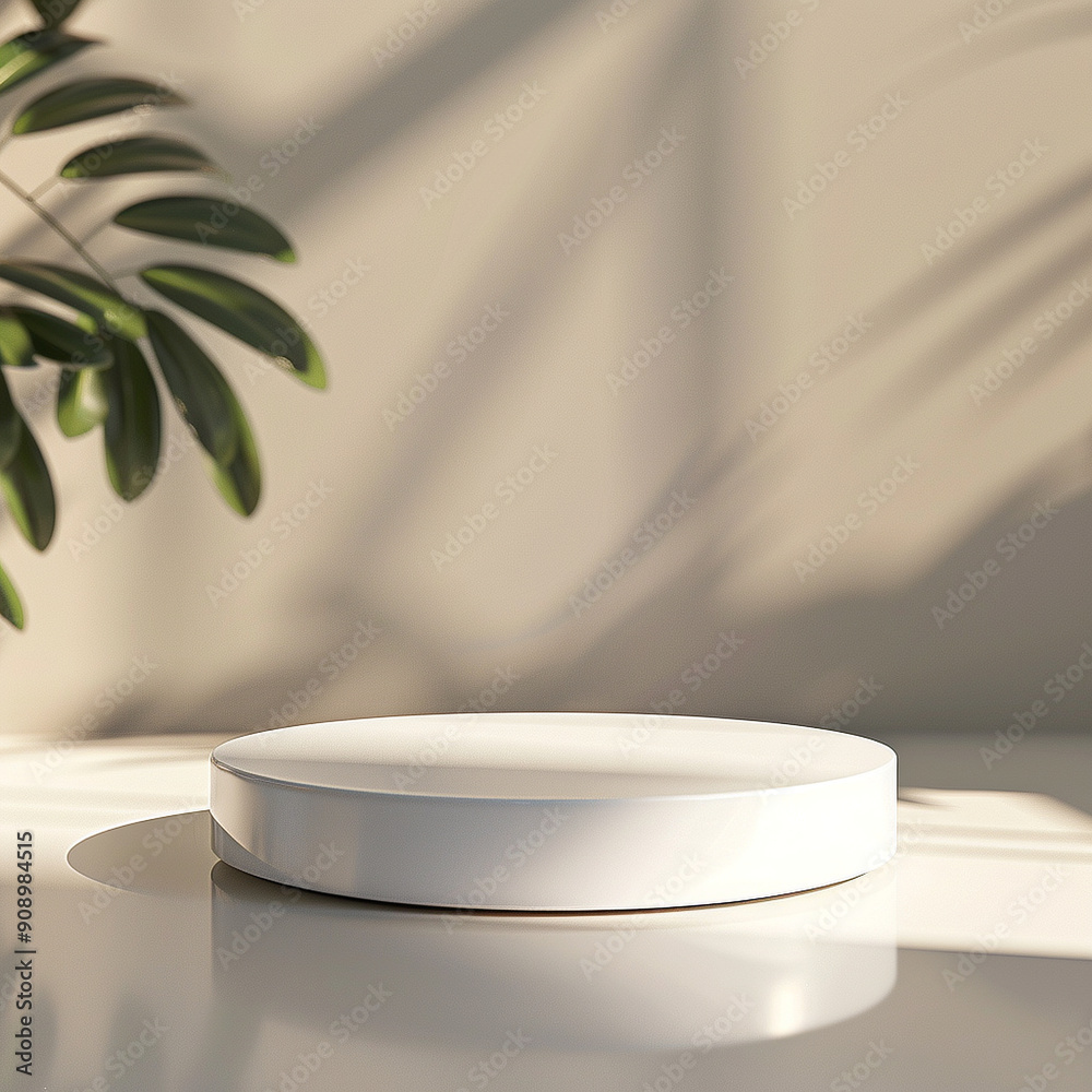 interior of a modern house with close up product display podium interior of a modern house with close up product display podium