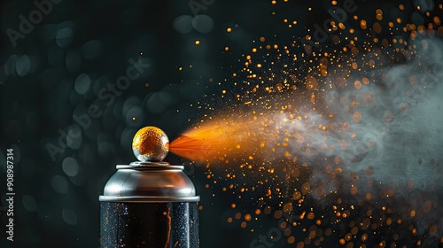 Dynamic action shot of a spray paint can being shaken vigorously, with the ball inside rattling audibly