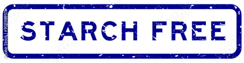 Grunge blue starch free word square rubber seal stamp on white background