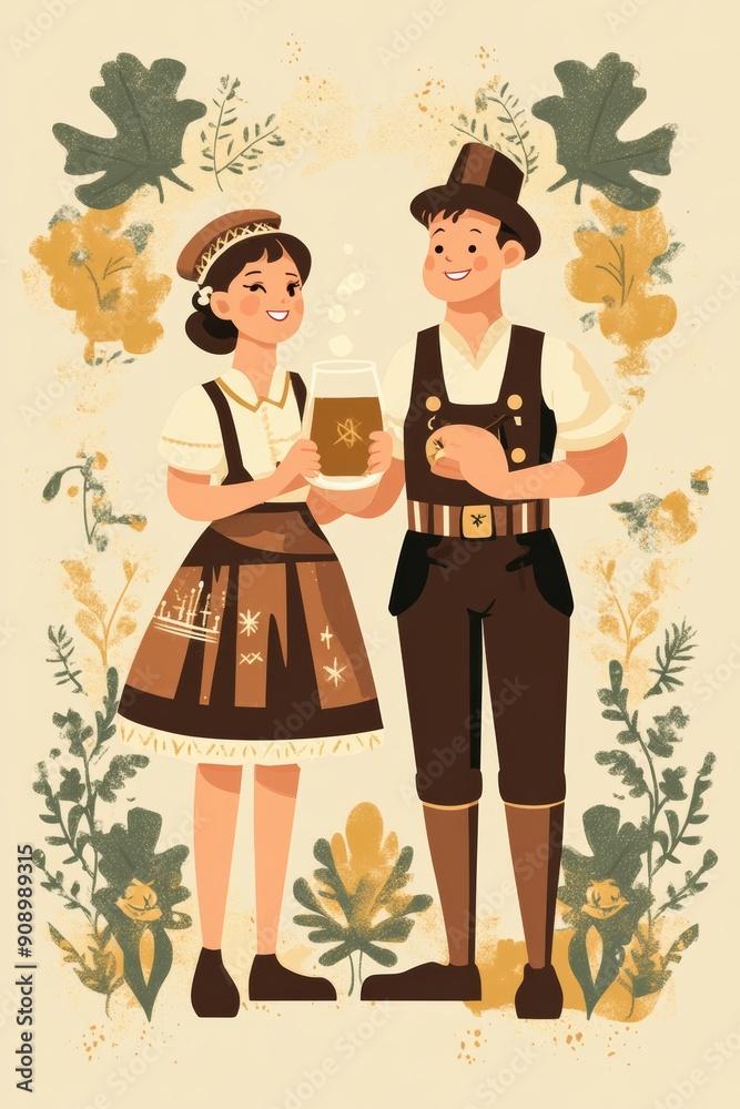 Oktoberfest retro poster with couple in traditional attire flat illustration --ar 2:3 --v 6.1 Job ID: 6756eb3d-72a6-4482-984b-db27dcc401ce Oktoberfest retro poster with couple in traditional attire flat illustration --ar 2:3 --v 6.1 Job ID: 6756eb3d-72a6-4482-984b-db27dcc401ce