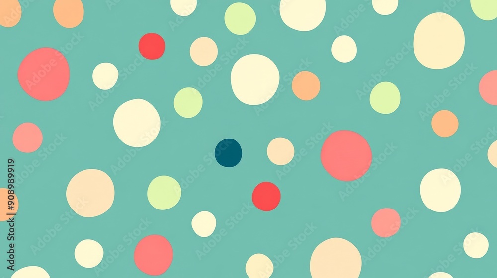 Abstract Pattern of Colorful Circles on a Teal Background Abstract Pattern of Colorful Circles on a Teal Background