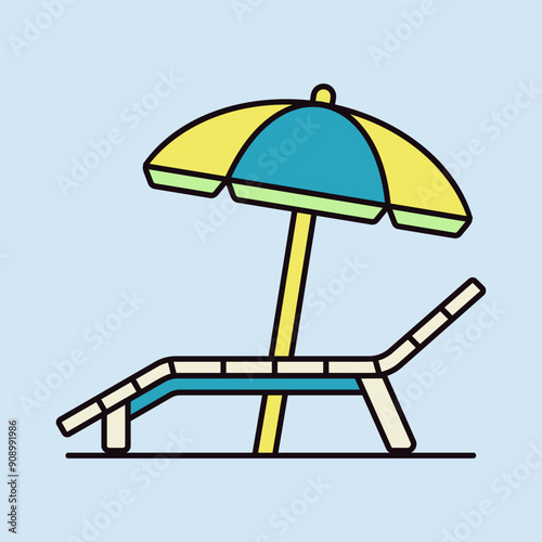 Lounger Beach Sunbed Chair flat vector icon