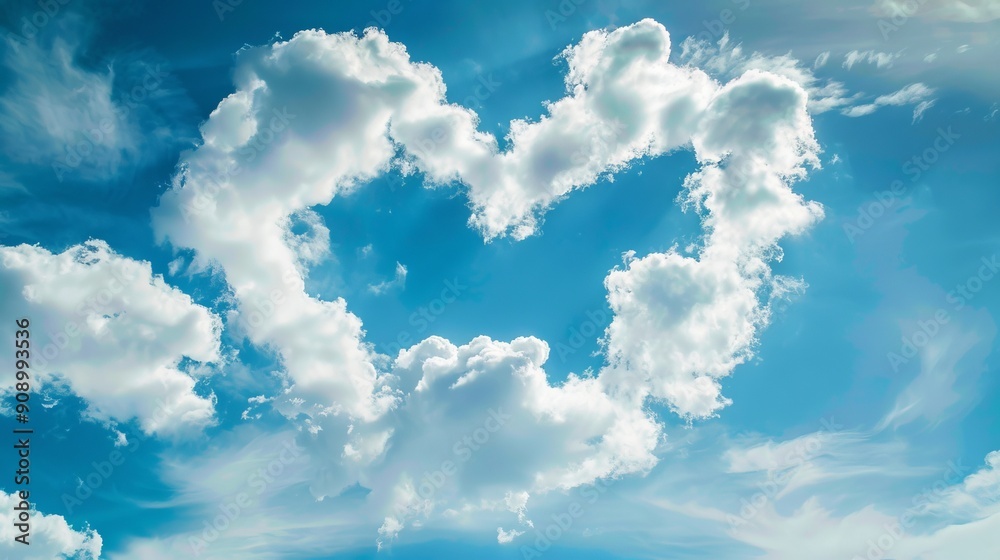A beautiful image showcasing a cloudy blue sky with a heart-shaped cloud formation, evoking feelings of love, peace, serenity, and nature's beauty. A beautiful image showcasing a cloudy blue sky with a heart-shaped cloud formation, evoking feelings of love, peace, serenity, and nature's beauty.