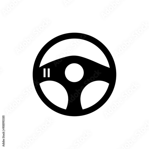 steering wheel Black Solid vector icon