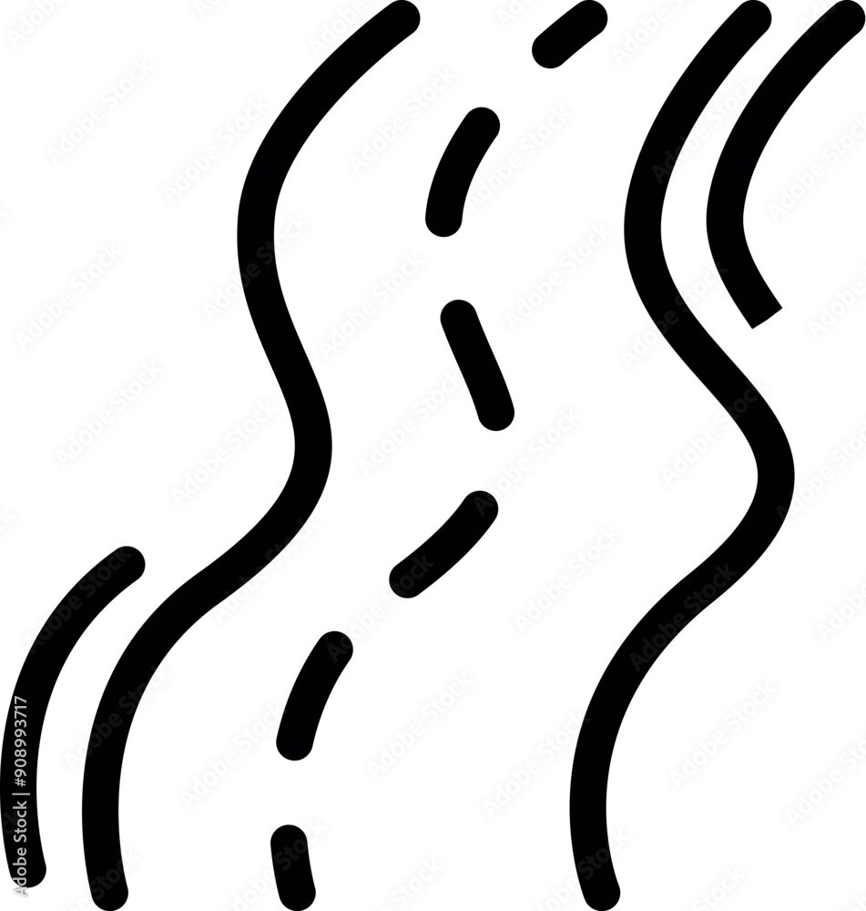 Simple icon depicting a wavy road leading to success and the achievement of goals Simple icon depicting a wavy road leading to success and the achievement of goals