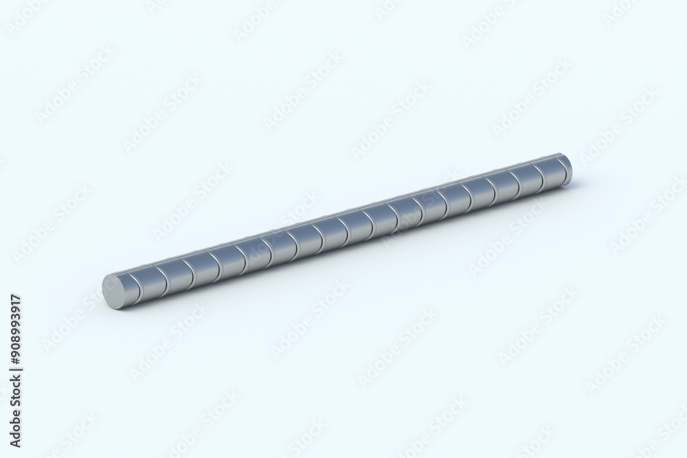 Reinforcing bar on gray background. Ribbed metal rods. Steel armature. Construction material. 3d render Reinforcing bar on gray background. Ribbed metal rods. Steel armature. Construction material. 3d render