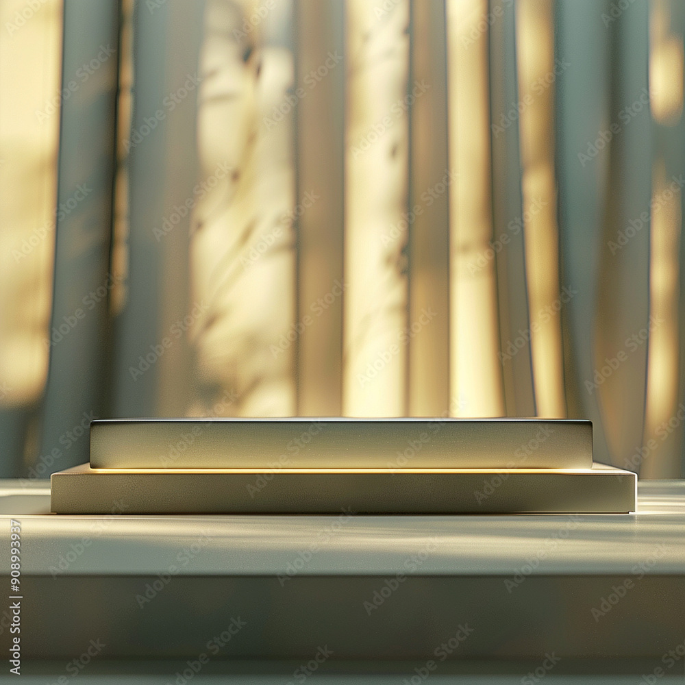 interior of a modern house with close up product display podium interior of a modern house with close up product display podium