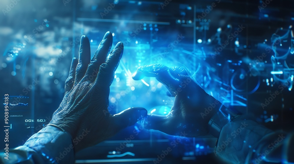Hands Interacting with a Digital Interface Hands Interacting with a Digital Interface