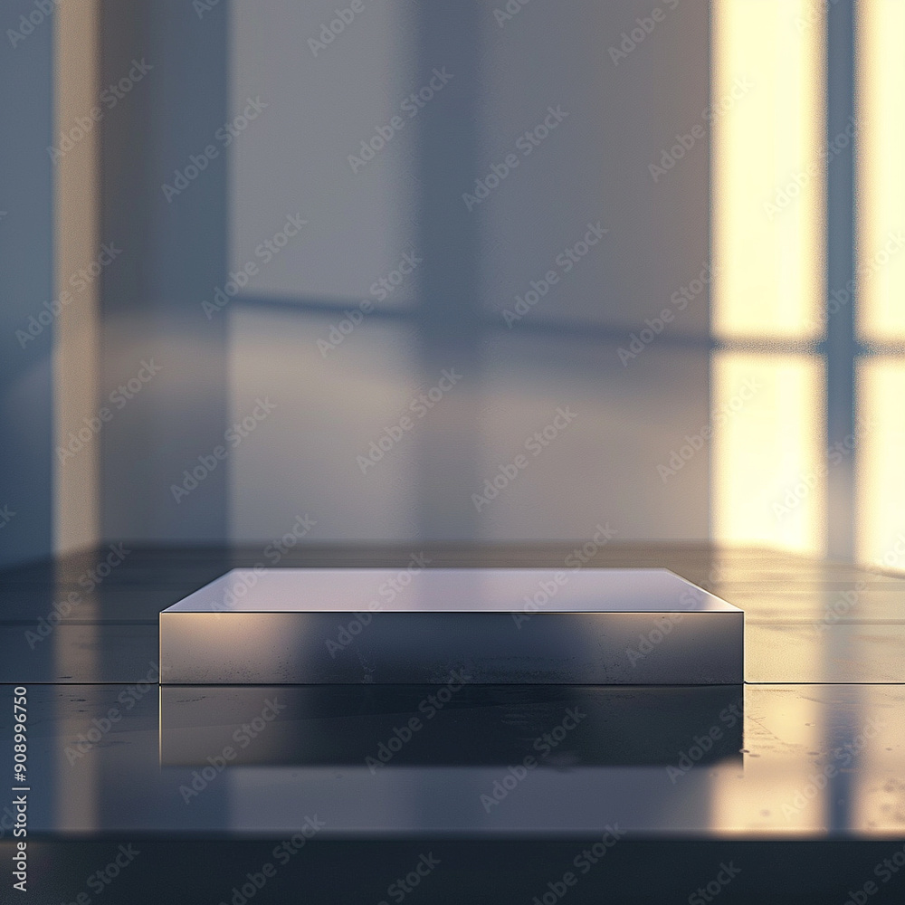 interior of a modern house with close up product display podium interior of a modern house with close up product display podium