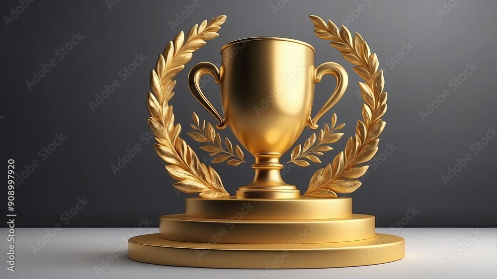 4K Resolution of golden winners podium for business concepts, Podium object