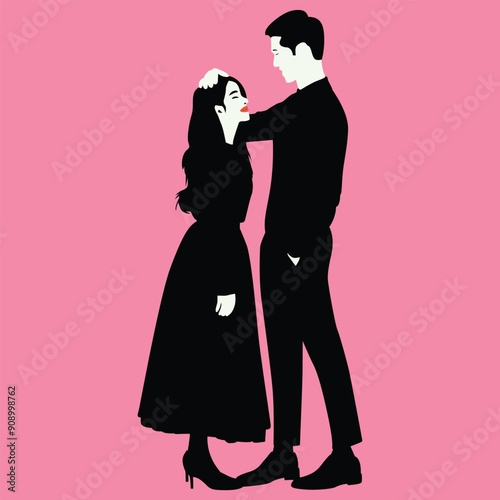 Wallpaper Mural Romantic Love vector illustration.  Torontodigital.ca