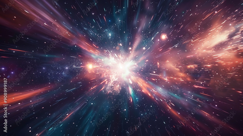 A magnificent cosmic event in deep space with vibrant and colorful lights, capturing the intensity, beauty, and vastness of the universe in a dynamic explosion. A magnificent cosmic event in deep space with vibrant and colorful lights, capturing the intensity, beauty, and vastness of the universe in a dynamic explosion.