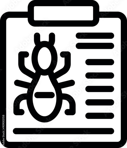 Icon of an entomologist studying an insect specimen on a clipboard using a magnifying glass