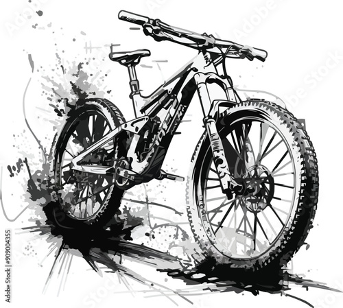 mountain bike silhouette vector Illustration,generative ai