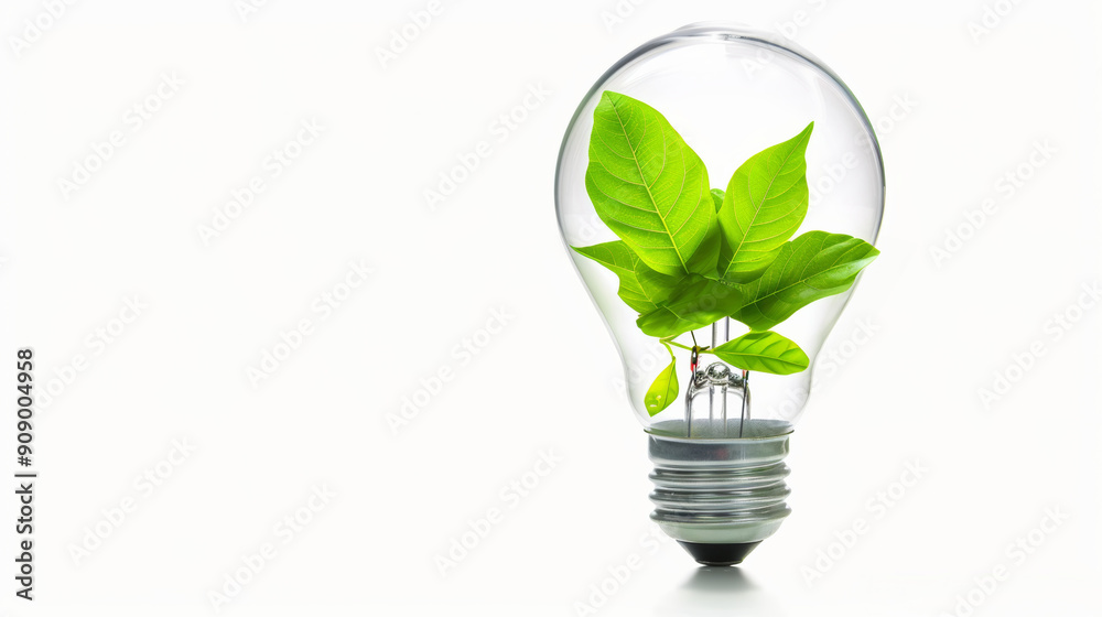 A lightbulb containing green leaves symbolizes the fusion of technology and nature, highlighting ideas of eco-friendly and sustainable energy solutions. A lightbulb containing green leaves symbolizes the fusion of technology and nature, highlighting ideas of eco-friendly and sustainable energy solutions.