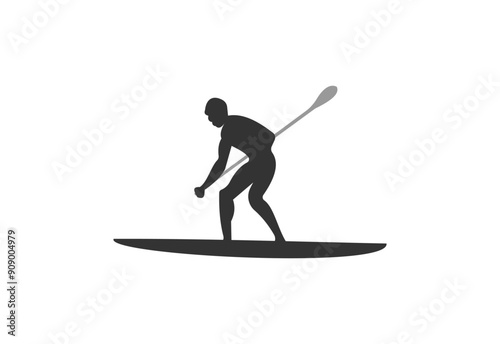 SUP boarding design elements. Stand up paddling stickers and badges