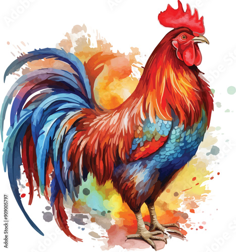 watercolor chicken hen vector illustration,generative ai