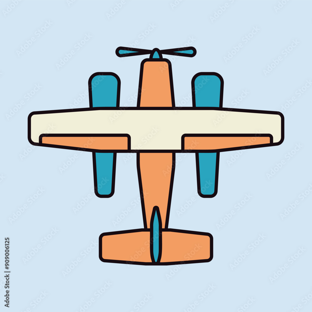 Fotografie Small amphibian seaplane, plane flat vector icon