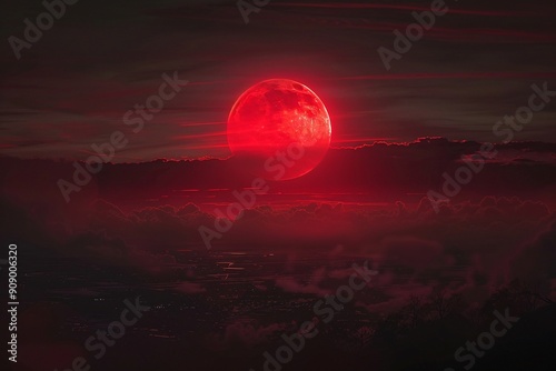 ai generative red moon view