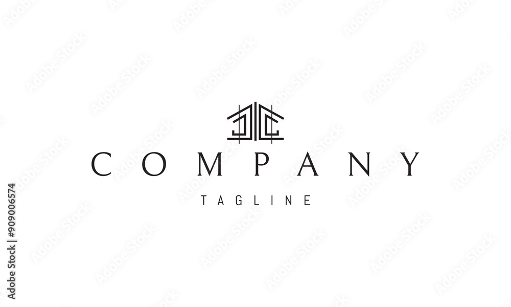Vector logo with an abstract image of a house in the Greek style.