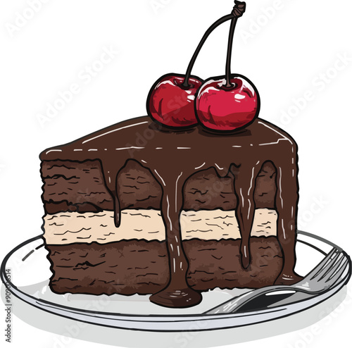 chocolate cake birthday cakes vector illustration,generative ai