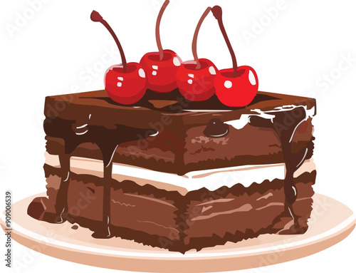 chocolate cake birthday cakes vector illustration,generative ai