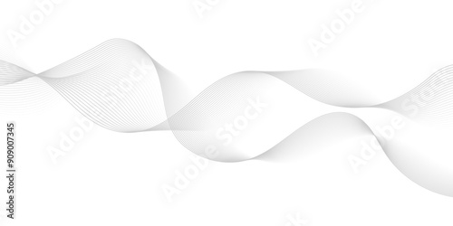 Gray  wave curve lines abstract background with flowing particles. Digital energy waves technology concept. Modern backdrop design for business, presentation, banner