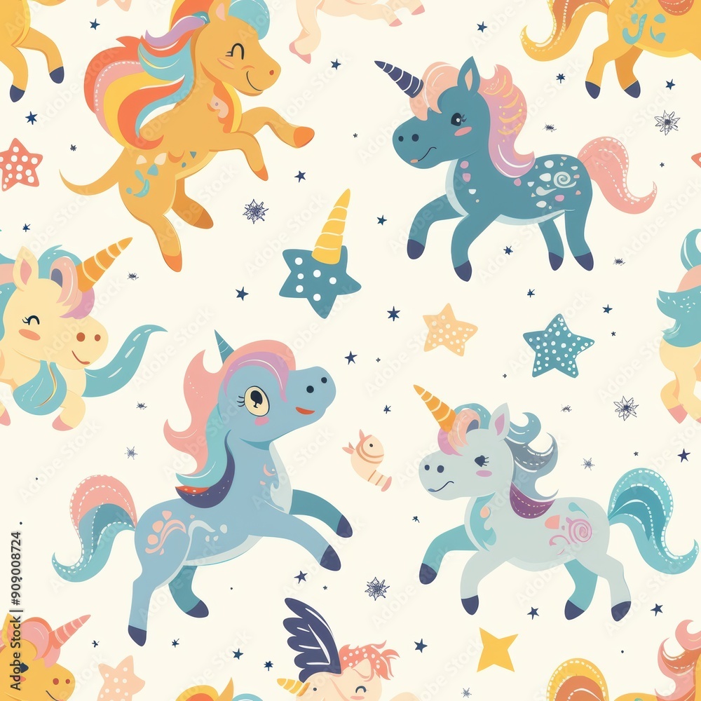 Enchanting Pastel Mythical Creatures Surrounded by Tiny Stars Enchanting Pastel Mythical Creatures Surrounded by Tiny Stars