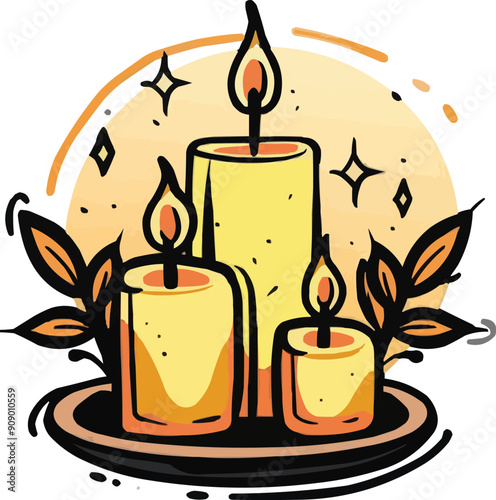 candle candlelight decorative flat vector illustration,generative ai
