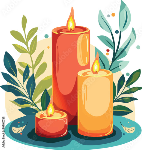 candle candlelight decorative flat vector illustration,generative ai