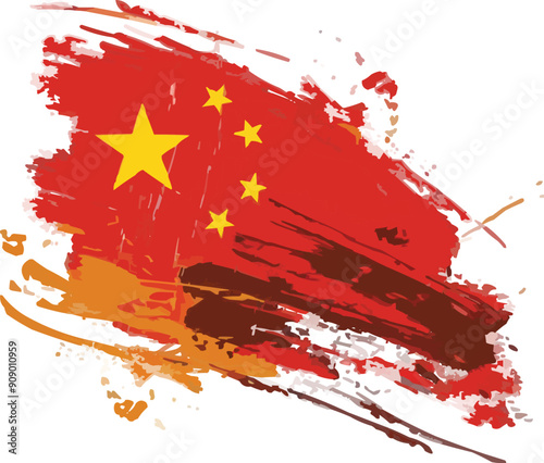 china watercolor painting flag vector illustration,generative ai