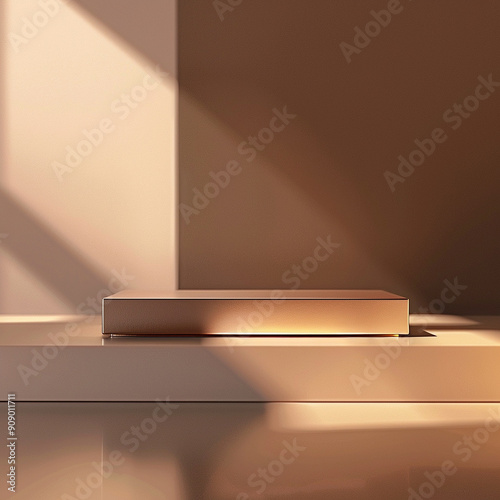 interior of a modern house with close up product display podium