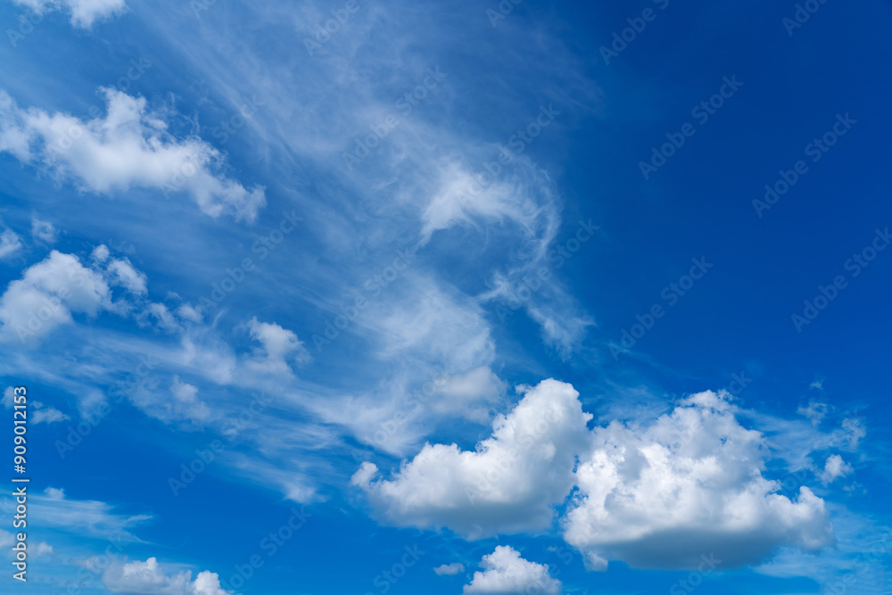 summer evening, sunset in yellow, orange and pink with clouds, background