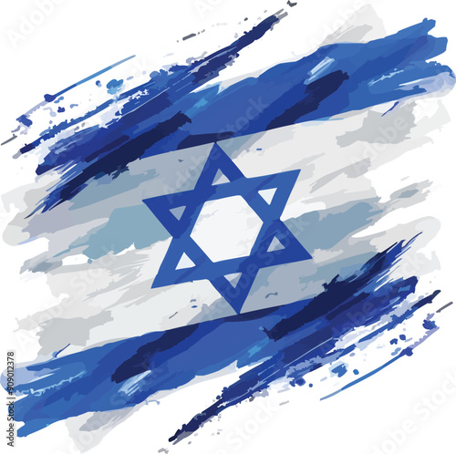 Israel flag watercolor vector illustration,generative ai