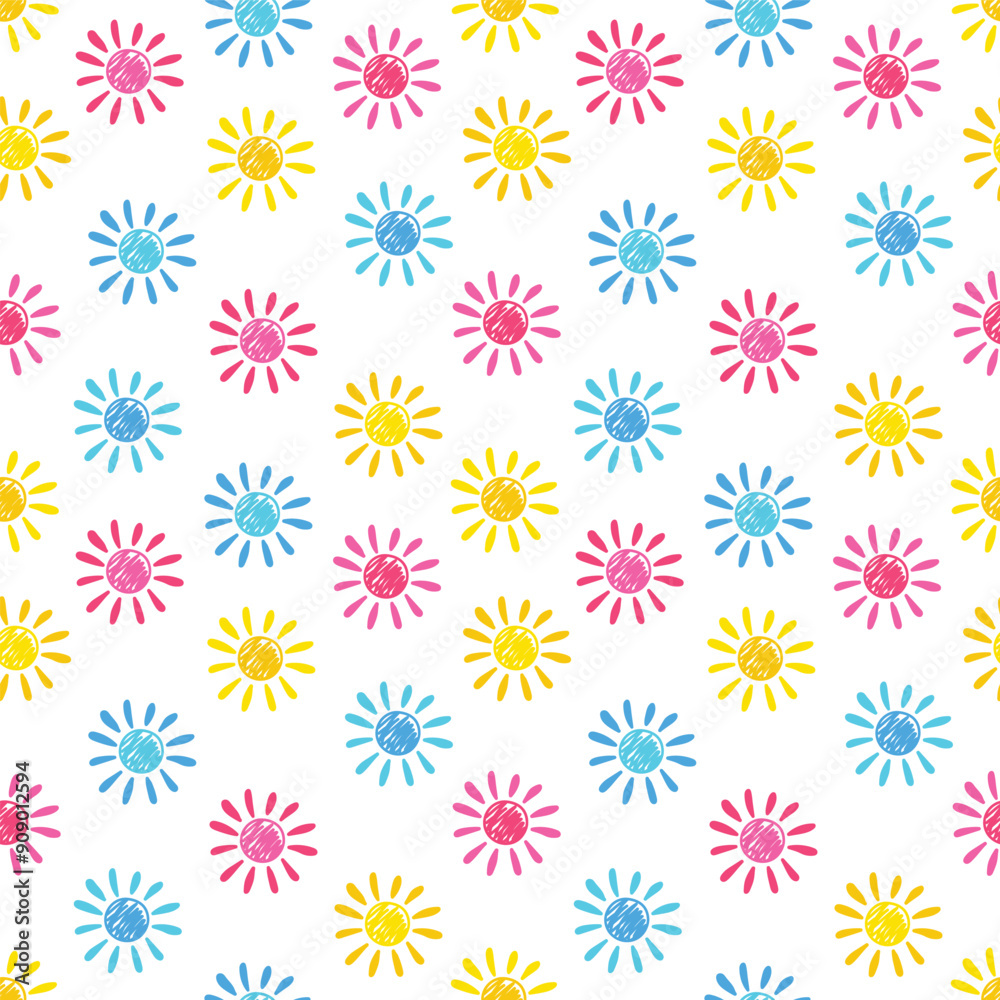 Cute background with hand drawn sun. Summer design. Vector illustration Cute background with hand drawn sun. Summer design. Vector illustration