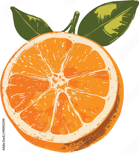 slices of orange vector art illustration,generative ai