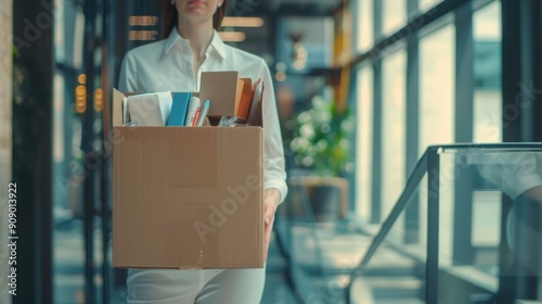 The employee carrying box. photo