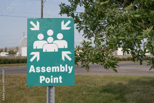 Assembly point sign for fire evacuation
