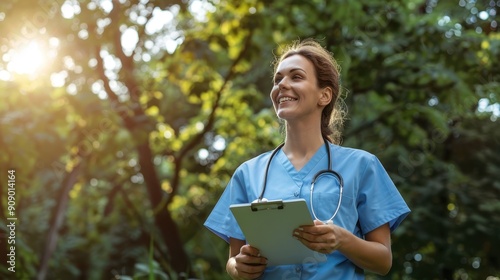 The Nurse with Clipboard Outdoors photo