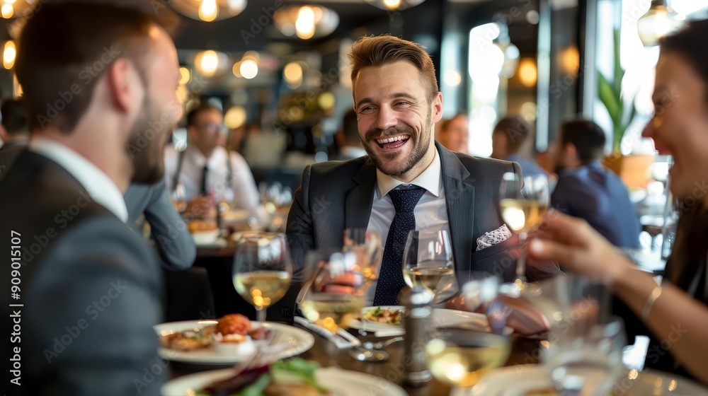 Group of friends enjoying a meal together at a restaurant. Group of friends enjoying a meal together at a restaurant.