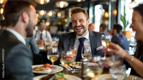Group of friends enjoying a meal together at a restaurant.