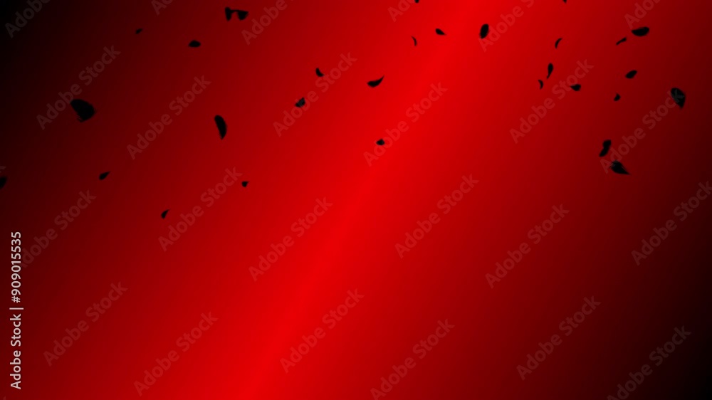Black feather particles falling from red gradient background. Abstract background for Halloween. Black feather particles falling from red gradient background. Abstract background for Halloween.