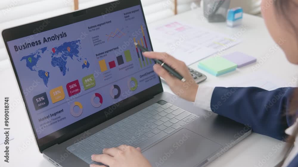 Asia woman expert people AI deep tech talent working on project predict sales insight SEO graph chart plan visual big data science report center BI smart tools screen. Office worker asian analyst job.