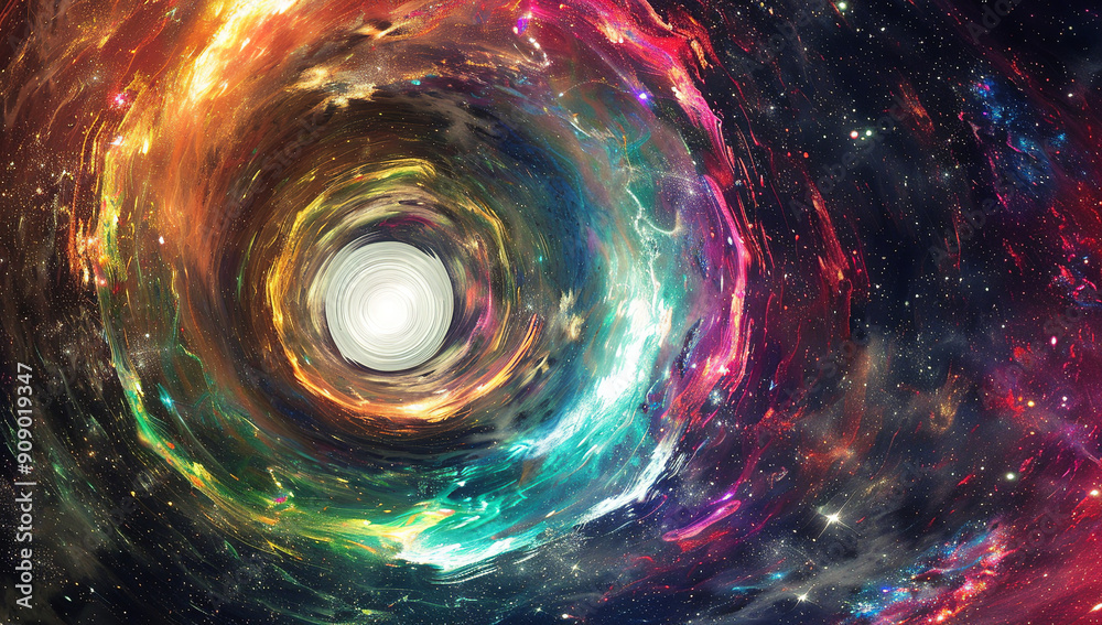 A vibrant swirl of colors, representing the cosmic vortex and... A vibrant swirl of colors, representing the cosmic vortex and...