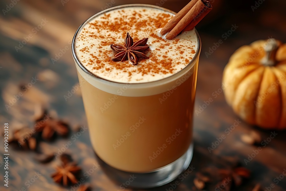 Pumpkin Spice Latte with Cinnamon Stick and Star Anise Pumpkin Spice Latte with Cinnamon Stick and Star Anise