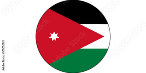 Free Download The flag of Jordan. Flag icon. Standard color. Round flag. Computer illustration. Digital illustration. Vector illustration. - GFXLoad